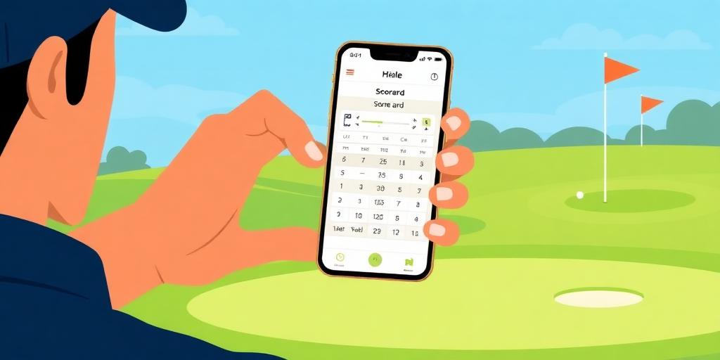 Golf scoring on phone illustration